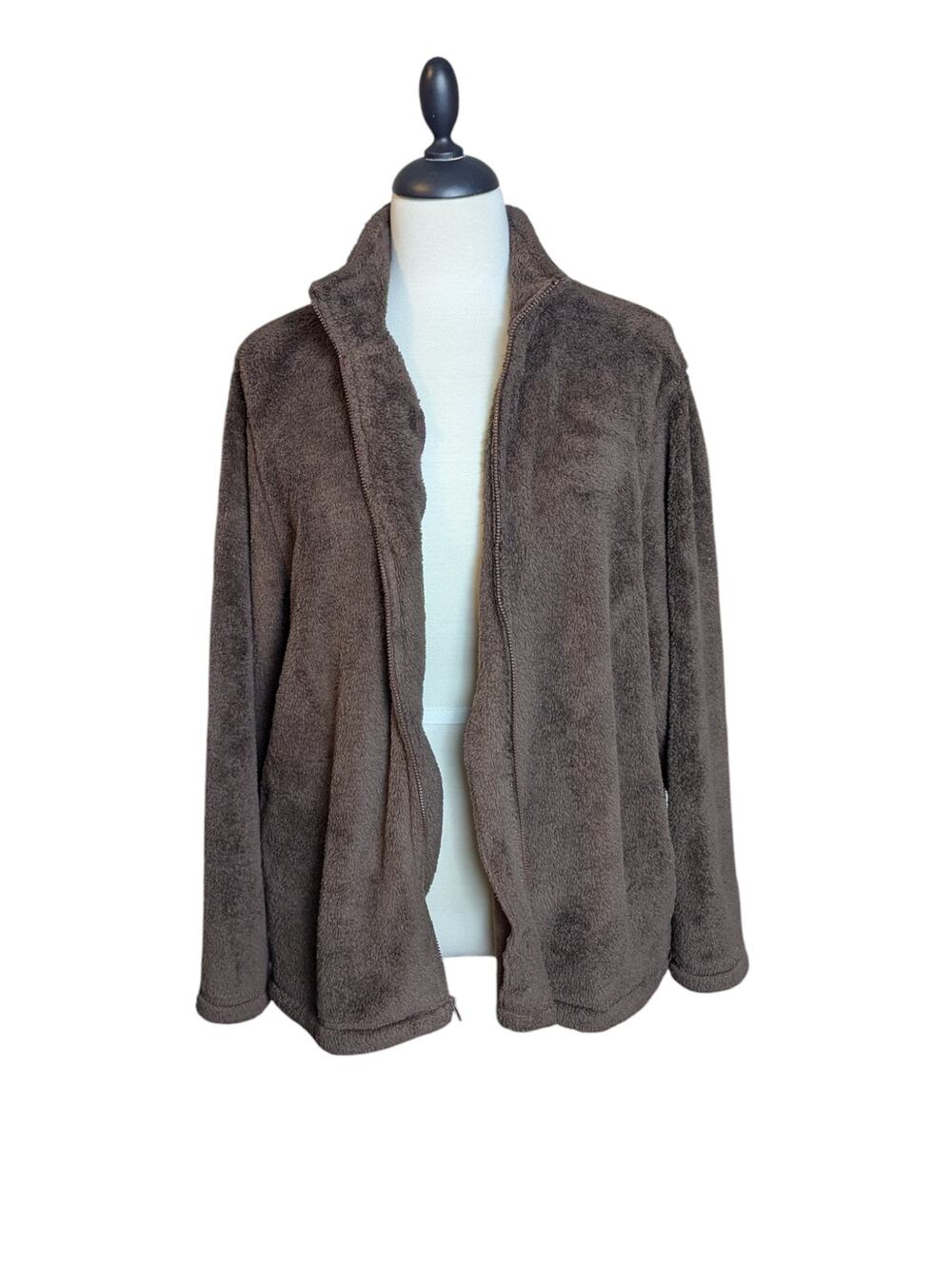 Vintage Shenanigans XL Women's Brown Teddy Bear Zip Up Jacket with Pockets